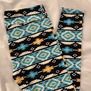 LuLaRoe Aztec Print Leggings - Black, Turquoise & Gold
